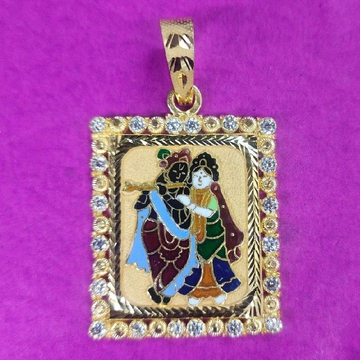 22 kt. Gold Antique Radhakrishna Mina Pendant by Saurabh Aricutting